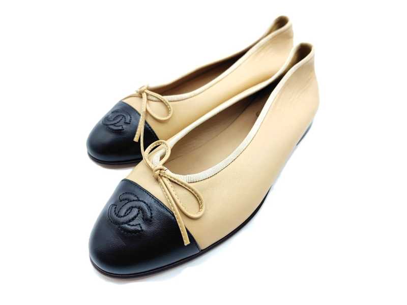 シャネル買取 ココマーク レザー フラットパンプス ベージュ G02819